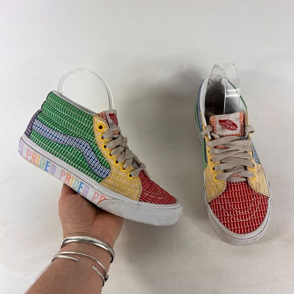 Vans pride sk8 mid women’s size 6.5 multi colored athletic shoes rainbow sneaker - Picture 1 of 12